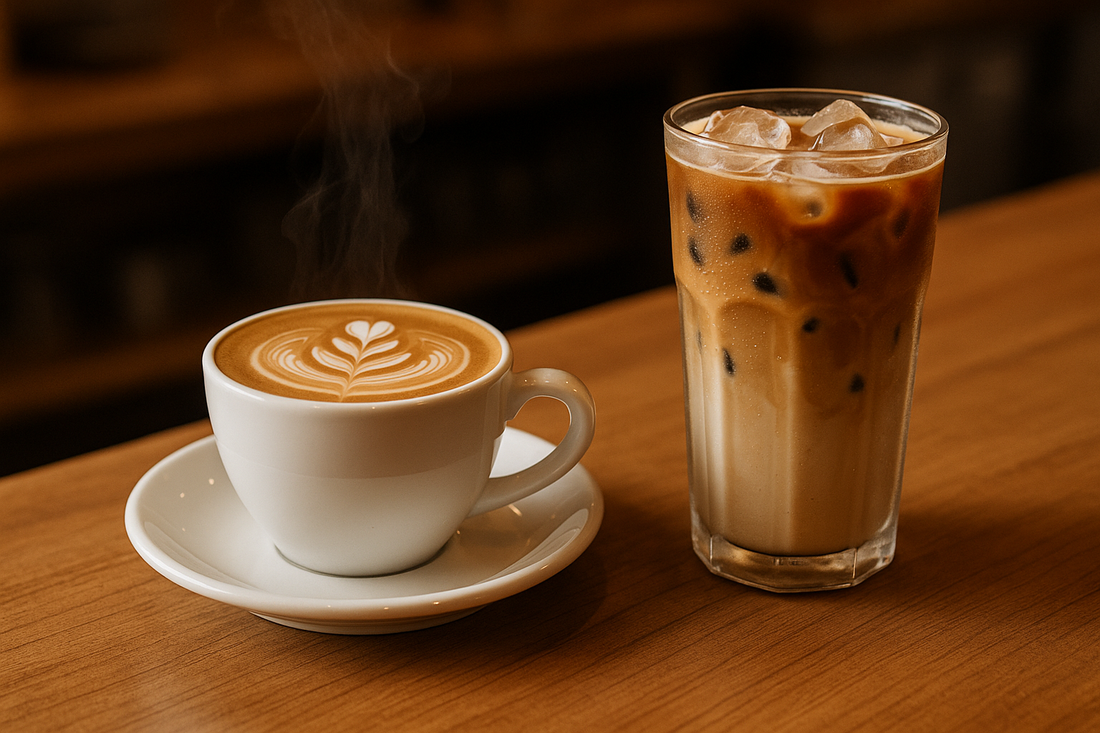 a hot latte and an iced latte - orthodox