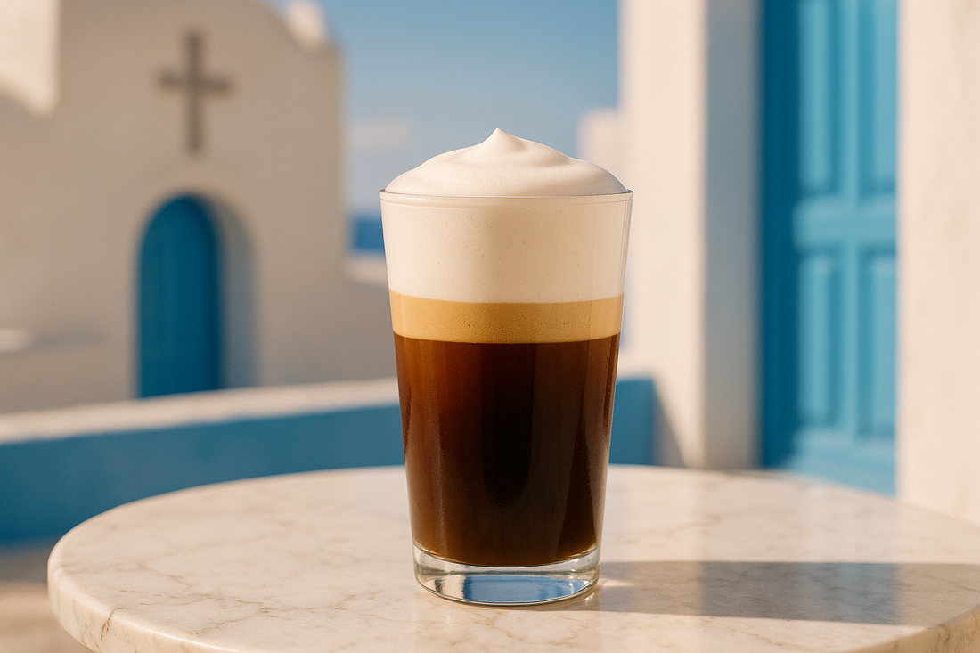 freddo cappuccino. white milky cream. greek. orthodox.